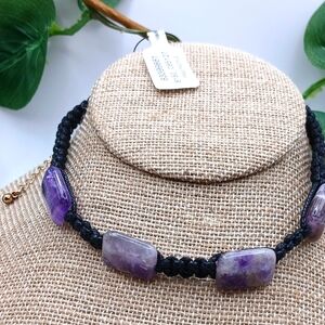 Free People Sweet Carolina Choker Purple Amethyst Jasper New With Tags